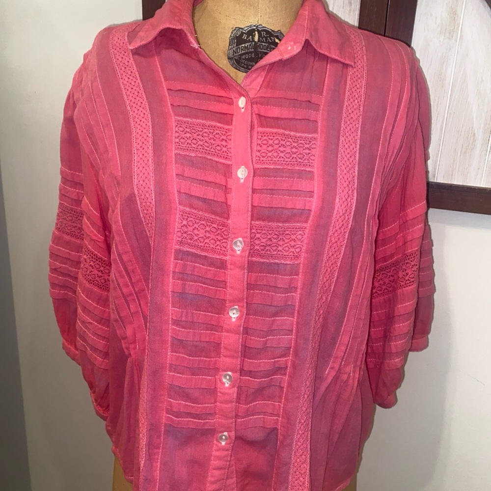 Sundance pink Button-Down blouse, bohemian cottage core size extra small